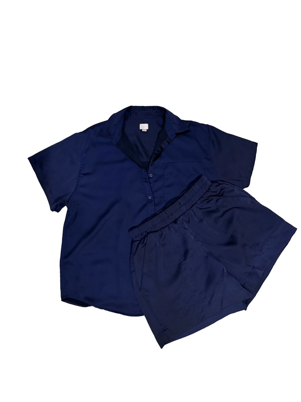 a new day Navy Short Sleeve Button Shirt and Elastic Waist Shorts Set